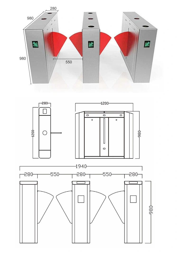 TGW Shenzhen Automating Turning Gates Flap Turnstile Barrier