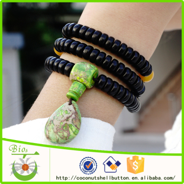 Lace green turquoise bead necklace with teardrop pendant