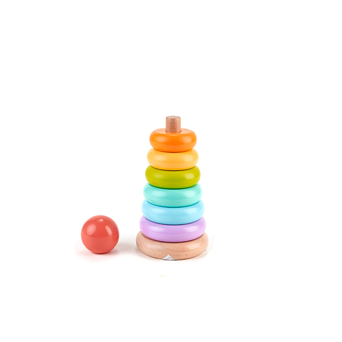 Customized Educational Toy Rainbow Stacker,Ring Rainbow Stacker Wooden Toy