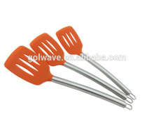 Non-stick silicone slotted turner, silicone scraper,Heat Resistant food silicone shovel/turner,Steel handle butter shovel ,
