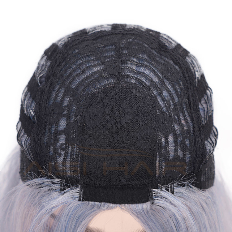 Aisi Hair Short Bob Middle Part Machine Made Wigs Yaki Grey Color Synthetic Short Cosplay Wigs for American Africans