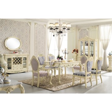 Dining table set classic white italian, dining table 6 chairs in white