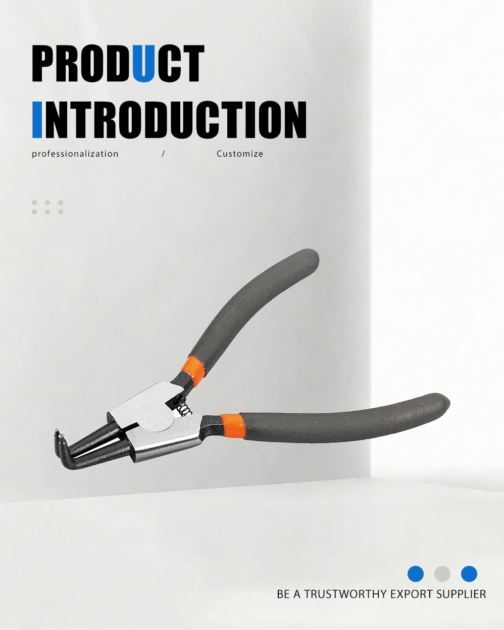 كماشة بحلقة إحكام خارجية منحنية (CRV) Bent External Circlip Pliers(CRV)