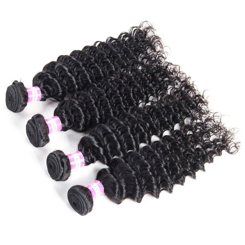 Brazilian Hair China Suppliers, Peruvian Deep Curly Wavy Hair bundle With Human Hair lace closure