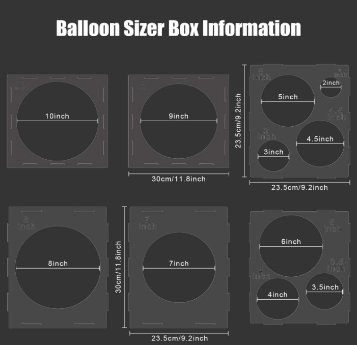 11 Holes PP Plastic Balloon Sizer Cube Box Balloon Measurement Tool for for Birthday Wedding Party Balloon Decorations
