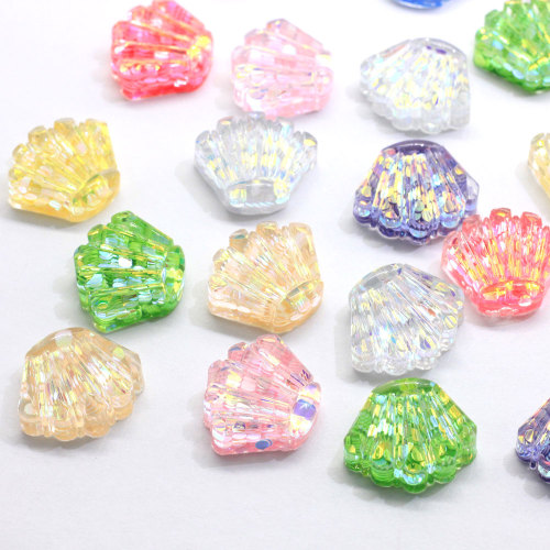 Hot Popular Kawaii Flatback Resin Cabochon Mini Crown Shell Shape Sparkling Colorful Slime Resin Charm Hair Decor Or Phone Craft