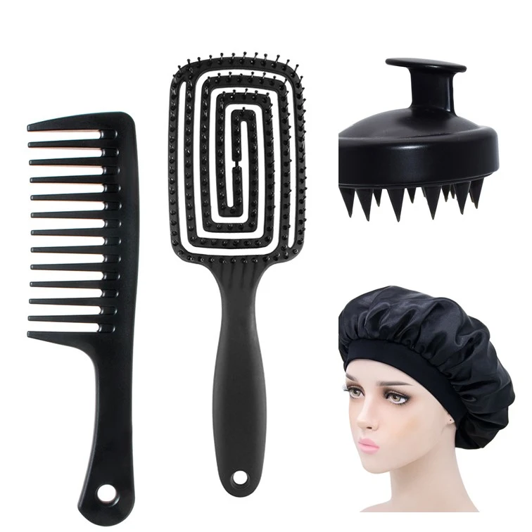 2021 Hotsale PRO-Detangling Pink Hair Brushes and Combs Set