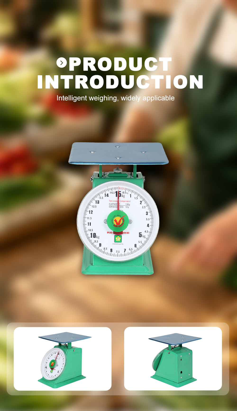 Cân cơ RH‑015 15Kg với bệ phẳng không gỉ X RH‑015 15Kg Mechanical Scale With Stainless Flat Platform X