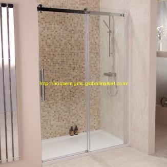 Moderne gehard glas douche scherm met acryl douchebak