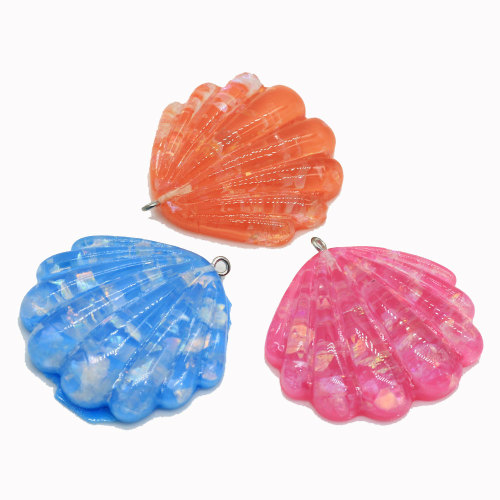 Cabochon de coquille de paillettes colorées avec trou de suspension Mini breloques en résine pour enfants jouet décor perles Slime ornements suspendus