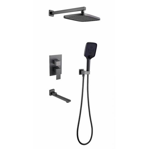 MILANO Shower System with Waterfall Tub Spout-12 Inches Rain Shower Tub Faucet Set with Square Showerhead and Handhle