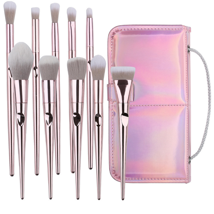 Pink Professional Makeup Brush Set With Case Makeup Brush Travel Case Private Label Custom Makeup Brush Bag