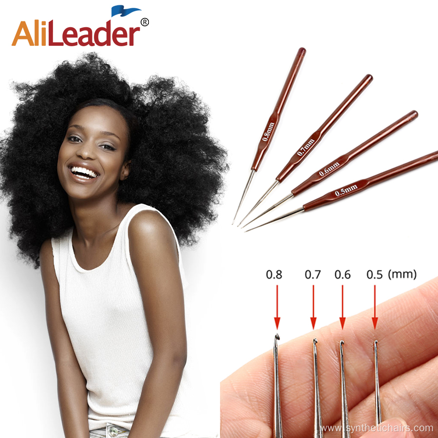 Brown Small Plastic Handle Aluminum Dreadlocks Hook Needles