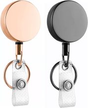 Hot Sale Heavy Duty Retractable Pull Badge Reel Metal ID Holder with Belt Clip and Key Ring