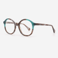 Retro Round Laminated Acetate Women`s Optical Frames 23A3047