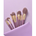 Ensemble de pinceaux de maquillage à manche en bois violet 9pcs