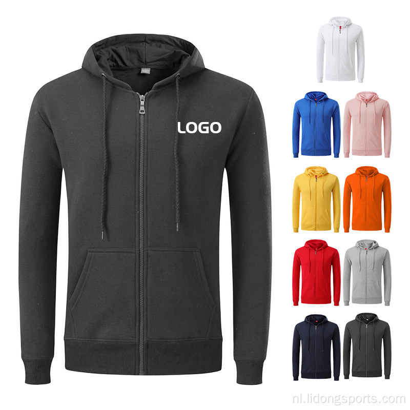 Hoge kwaliteit casual zip -up hoodie sweatshirt unisex