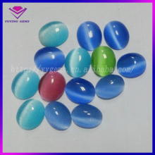 Wholesale Oval Machine Cut Loose Synthetic Cat Eyes Glass Cabochons