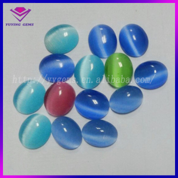 Colors Fashion Synthetic Gems Ring Flat Back Oval Cat Eyes Stone