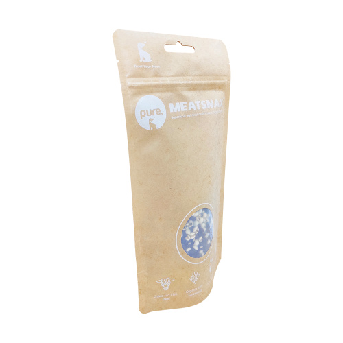 Kraft Paper Stand Up Pouch Clear Window Compostable