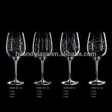 2016 high quality hand blown etched flower drinking glass