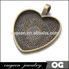 heart antique bronze plated pendant tray,pendant bezel blank settings,lead and nickle free