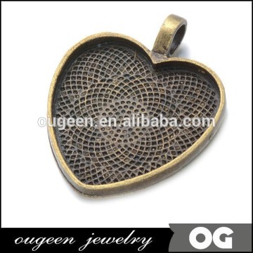 heart antique bronze plated pendant tray,pendant bezel blank settings,lead and nickle free