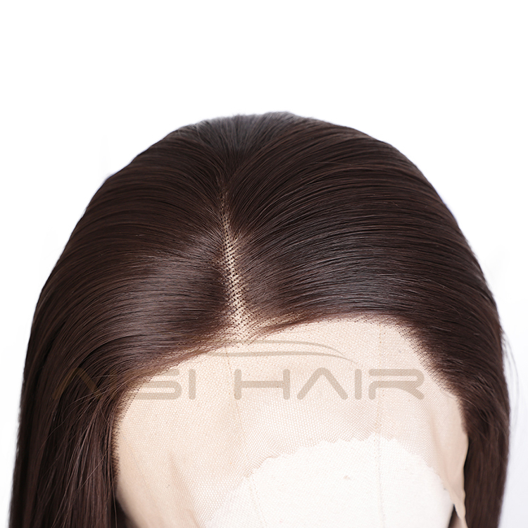 Aisi Hair Wholesale Long Silky Straight Ombre Brown Wig Synthetic Hair Swiss Lace Wig Lace Frontal Wigs For Black Women