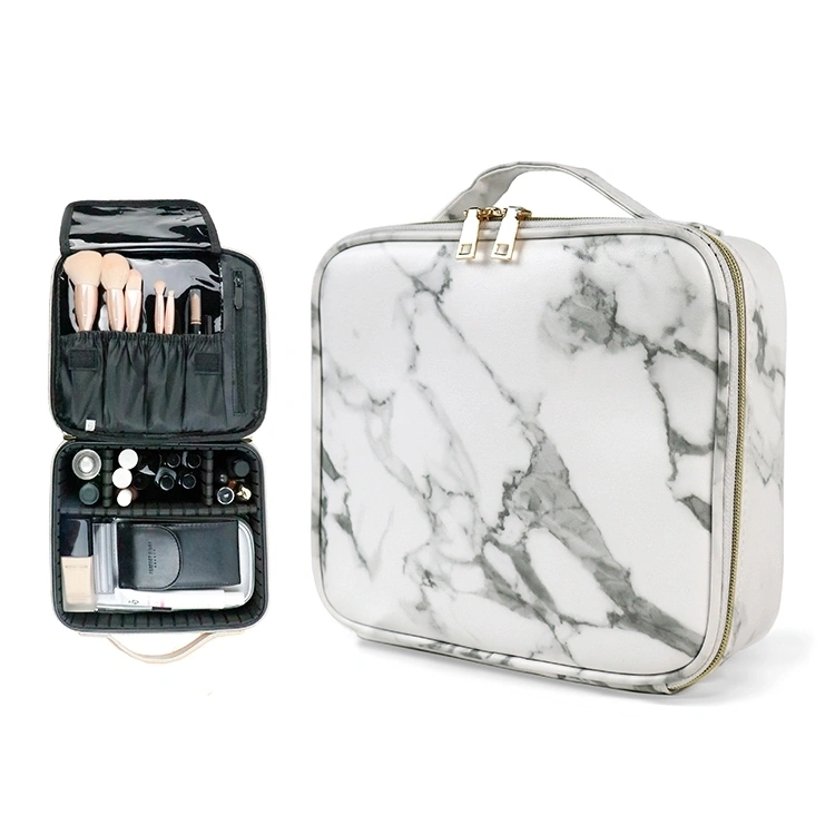 Waterproof PU Marble Travel Makeup Bag Private Label White Cosmetic Bag