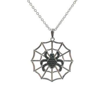 Fashion Silver Chain Black Spider Pendant