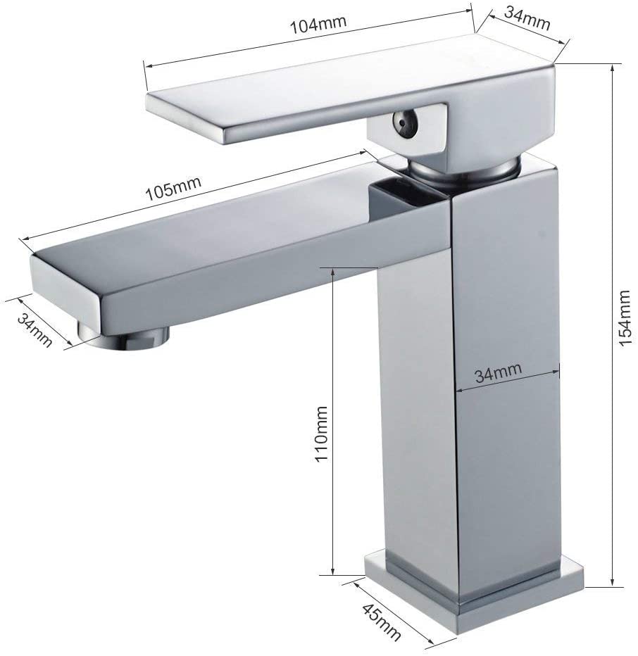 Robinet de lavabo à levier unique + robinet de bidet Ensemble complet de mélangeur de salle de bain fini chromé