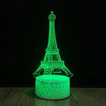 3D Eiffel Tower Illusion Desk Lamp - 7 Color Changing USB Night Light