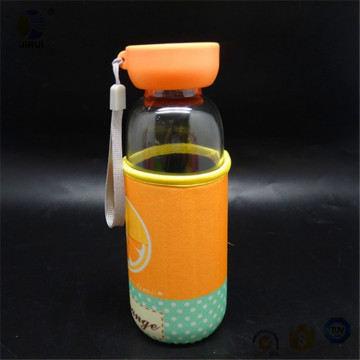 Sports Glass Bottle with Orange Coat