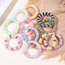 Cheap Elastic Rainbow Telephone Wire Hair Ties - Ponytail Holder