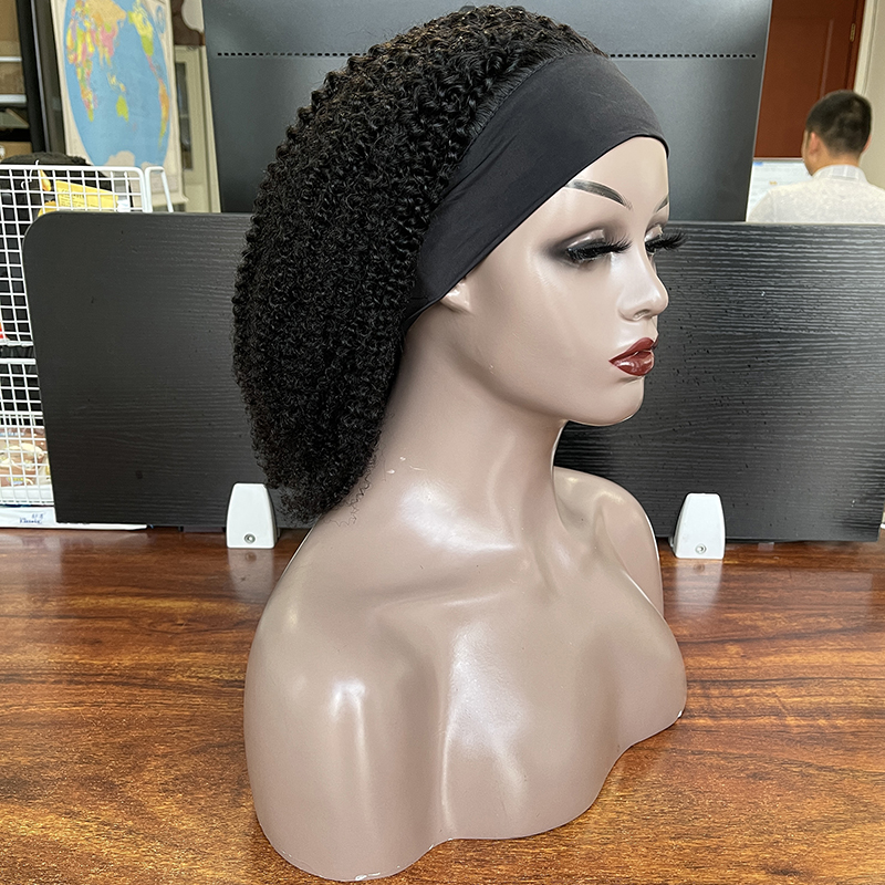 Headbang 10-30Inch human hair wigs in nigeria, cheap 100 human afro curly headband wig, 150% afro kinky human hair wig