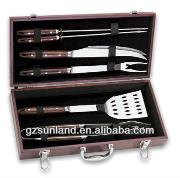 6PCS Rose wood handle BBQ tool set