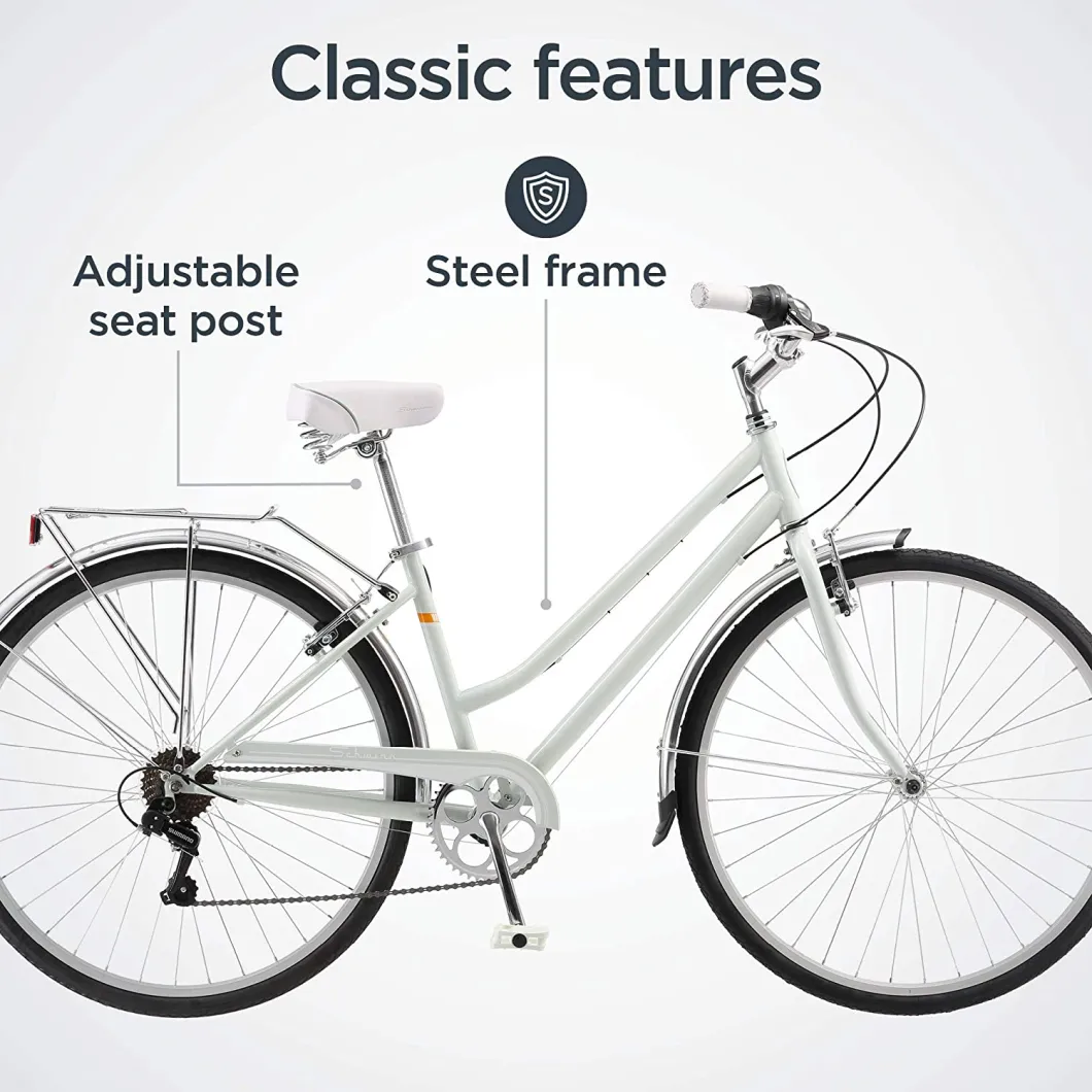 Mens and Womens Hybrid Retro-Styled Cruiser, Step-Over or Step-Through Frame Option, 7-Speed Bike