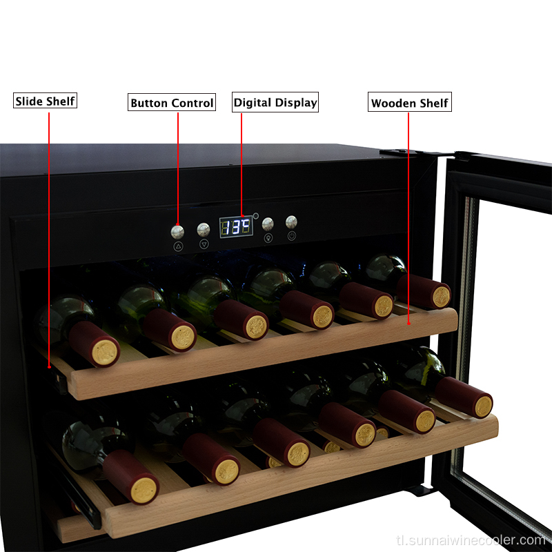 Mababang ingay Itim na itinayo sa Wall Wine Refrigerator