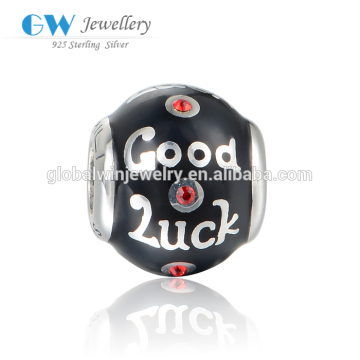 Good Luck Black Enamel Silver Beads 4.5mm Large Hole Silver Beads Silver Ball Beads Fit For European Bracelet
