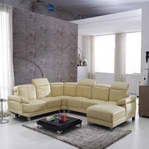 Metal Kaki U berbentuk kulit Corner Set Sofa