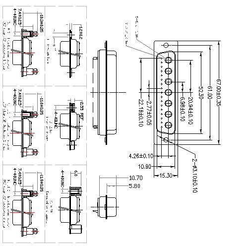 PDC24W7-FXXXX00 Coaxial D-SUB 24W7 FEMALE Solder Cup 