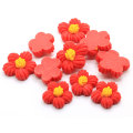 Two Size 100Pcs Resin Daisy Shape Flat Back Decoration Simulation Red Flower for Children Hairpin Accessory Scrapbook Making