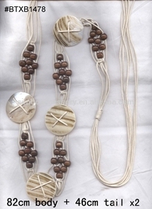 wood beads and 4pcs round shells weaving macrame belt by waxed cord,knitting belt ,tassel belt ,garment accessories,new 2016