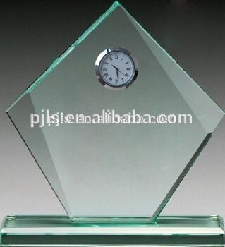 clock crystal trophy, clock crystal award, clock crystal plaque