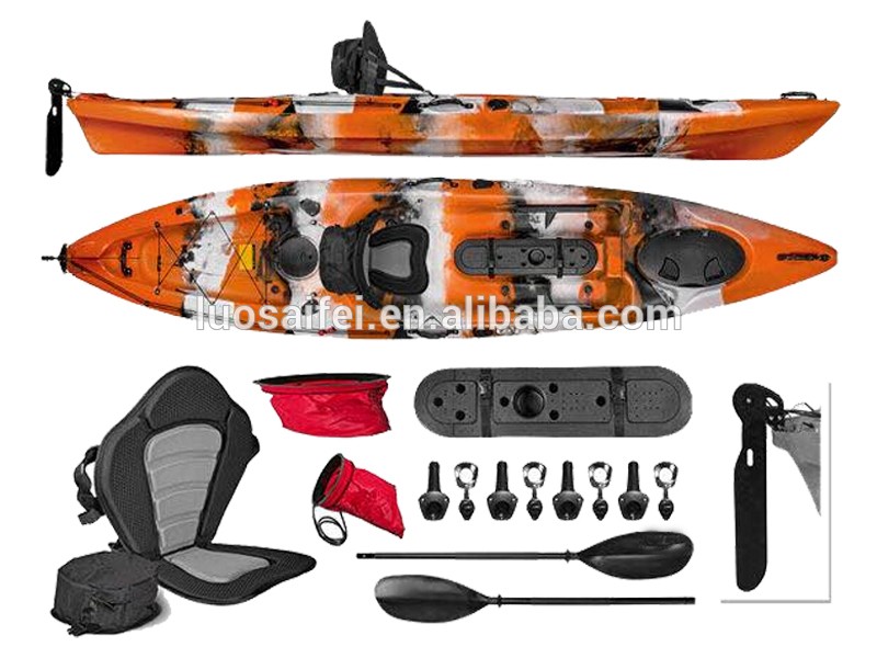 LLDPE cheap fishing kayaks boat with pedal and rudder system