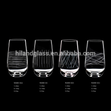 2016 new designed hand blown etched flower highball glass