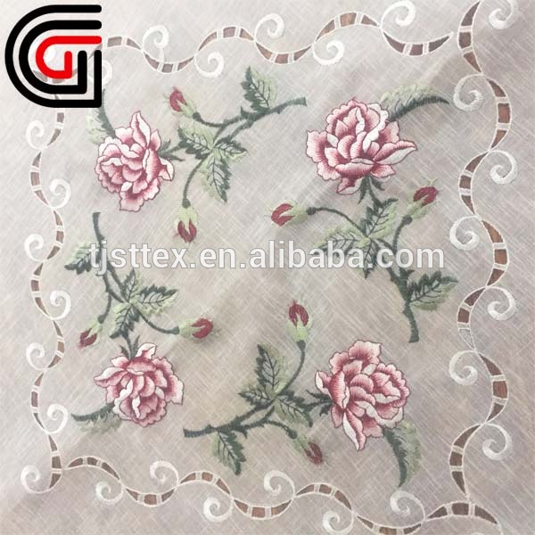 Embroidered pink rose table cloth