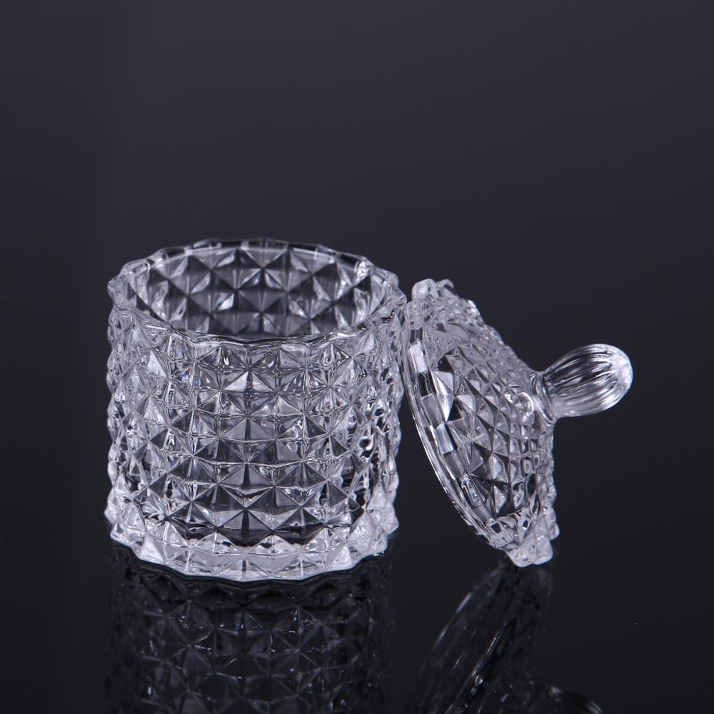 Small Diamond Patterned Clear Candy Jar1