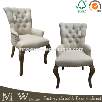 french tufted buttoned chair, linen upholstery buttoned chair, buttoned chair