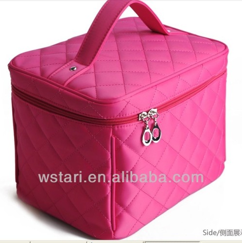 2016 hot pink diamond cosmetic bag, women handbag cosmetic case, portable make up case cosmo bag for girls tote bag